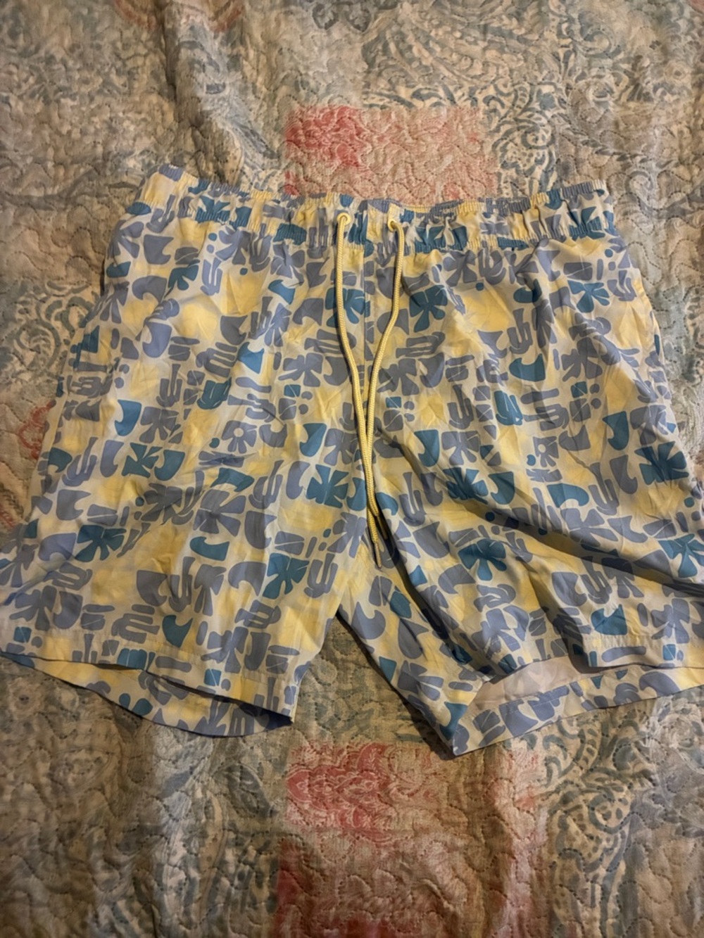 George Yellow & Blue Patterned Swim Trunks